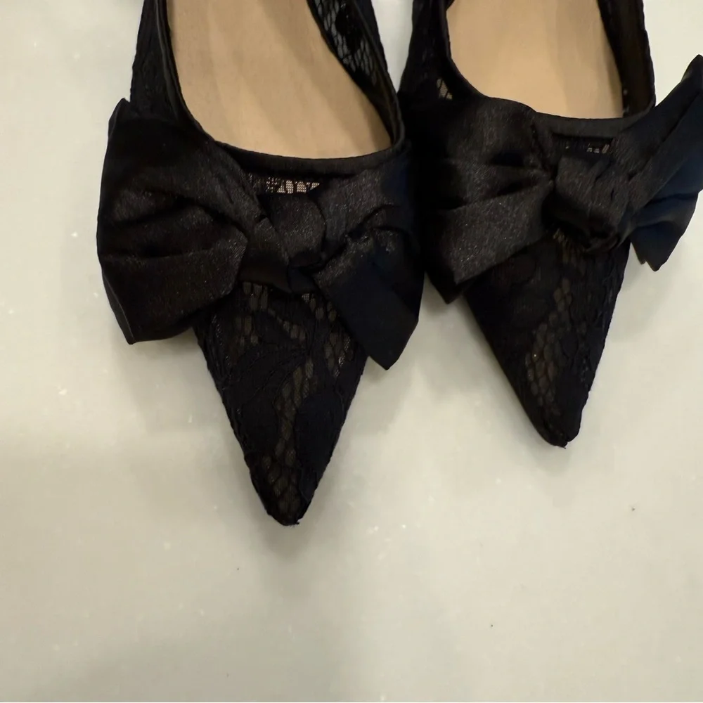 Jack Rogers Debra Kitten Heels Sling Back Floral Lace Satin Bow Sz 9M New In Box